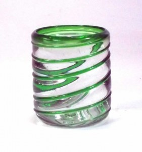 BGX Spiral Green Rocks Glass     3″ x 3.25″
